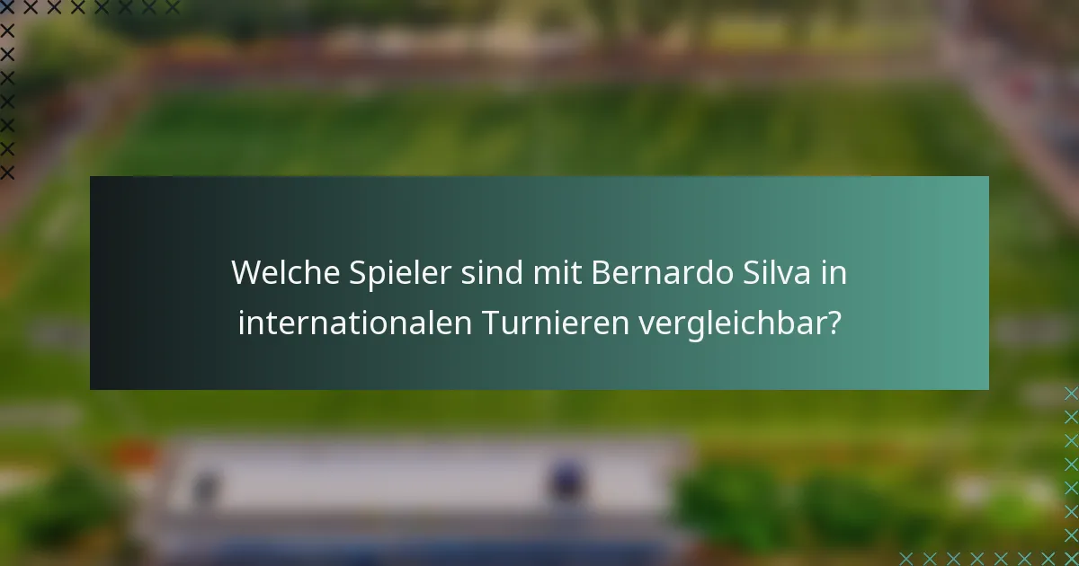 Welche Spieler sind mit Bernardo Silva in internationalen Turnieren vergleichbar?